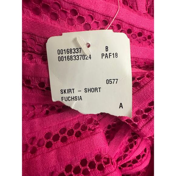 FOREVER 21 Pink Fuchsia Eyelet Pleated Short Y2K Skirt Lined Women Size Large - Picture 7 of 7